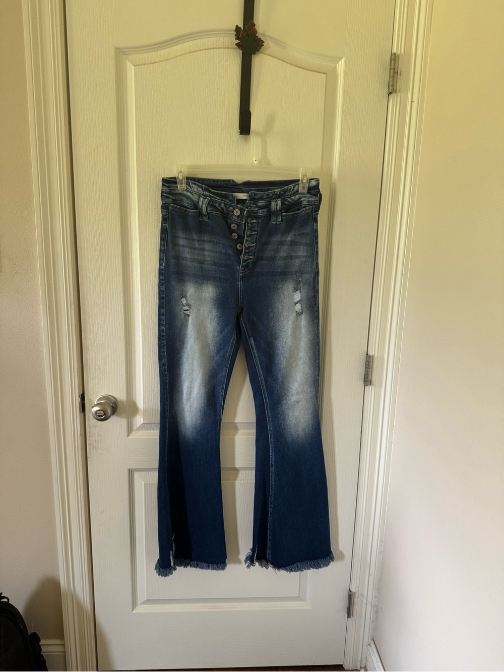 KanCan Medium Blue High-Rise Button-Fly Flare Jeans